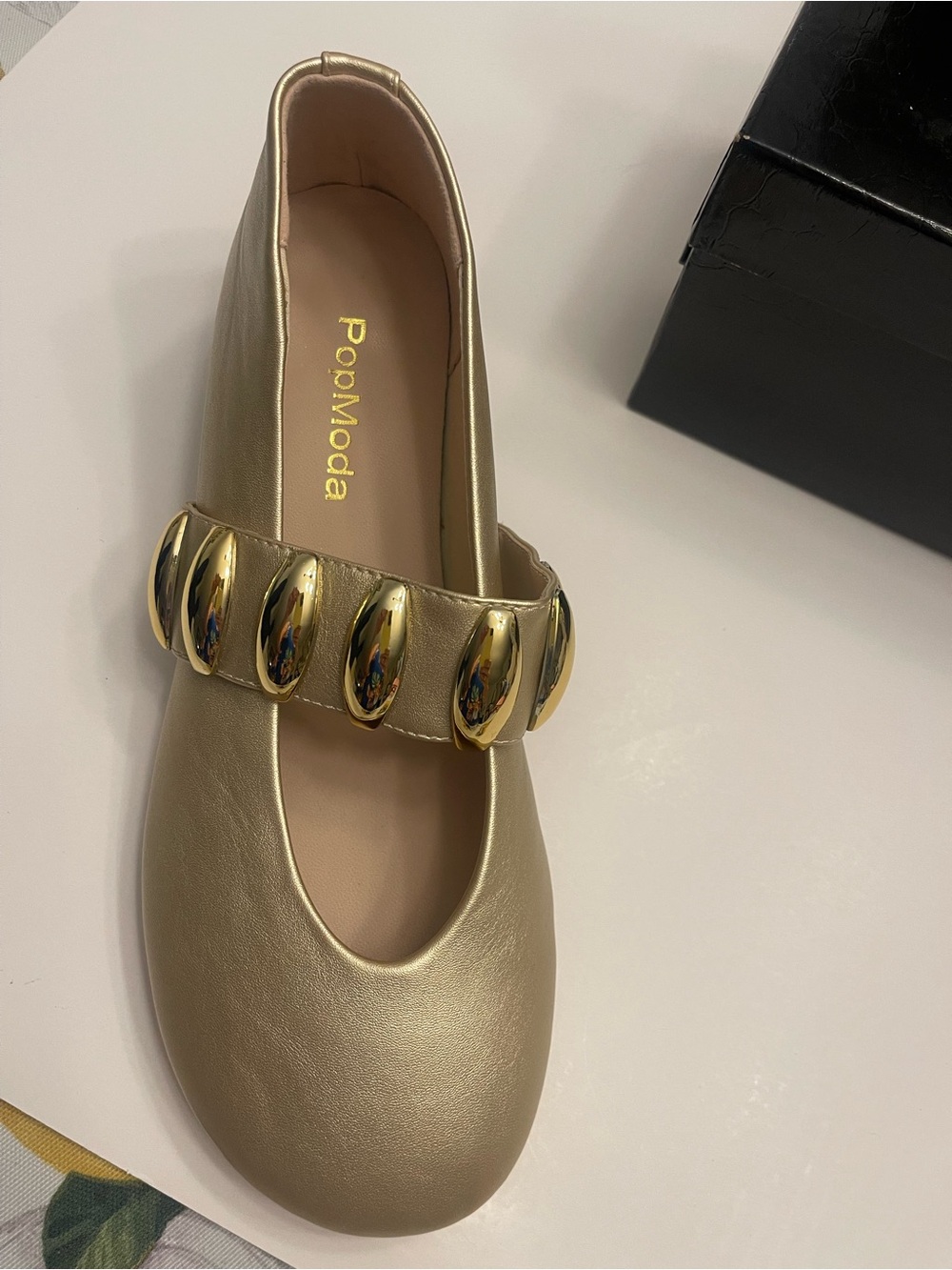 Gold Chain Mary Jane Flats - Picture 6 of 8